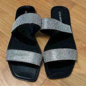 Steve Madden Women’s  Kameo Sandal Black Rhinestones ￼Size 7M